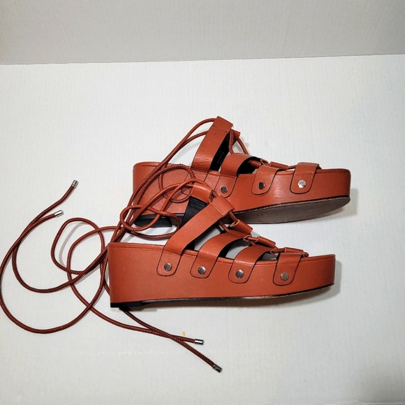 Rebecca minkoff Iven Brown Leather Platform Sandals Womens Size 11 - Picture 4 of 8
